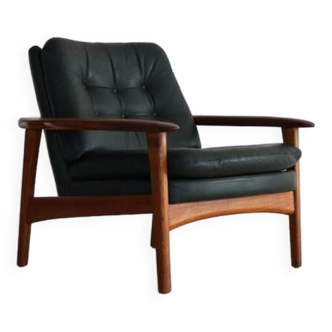 Vintage easy chair | teak | leather | 60s | armchair