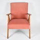 Original vintage armchair compas, restored, 1960s, velvet, pink