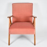 Original vintage armchair compas, restored, 1960s, velvet, pink