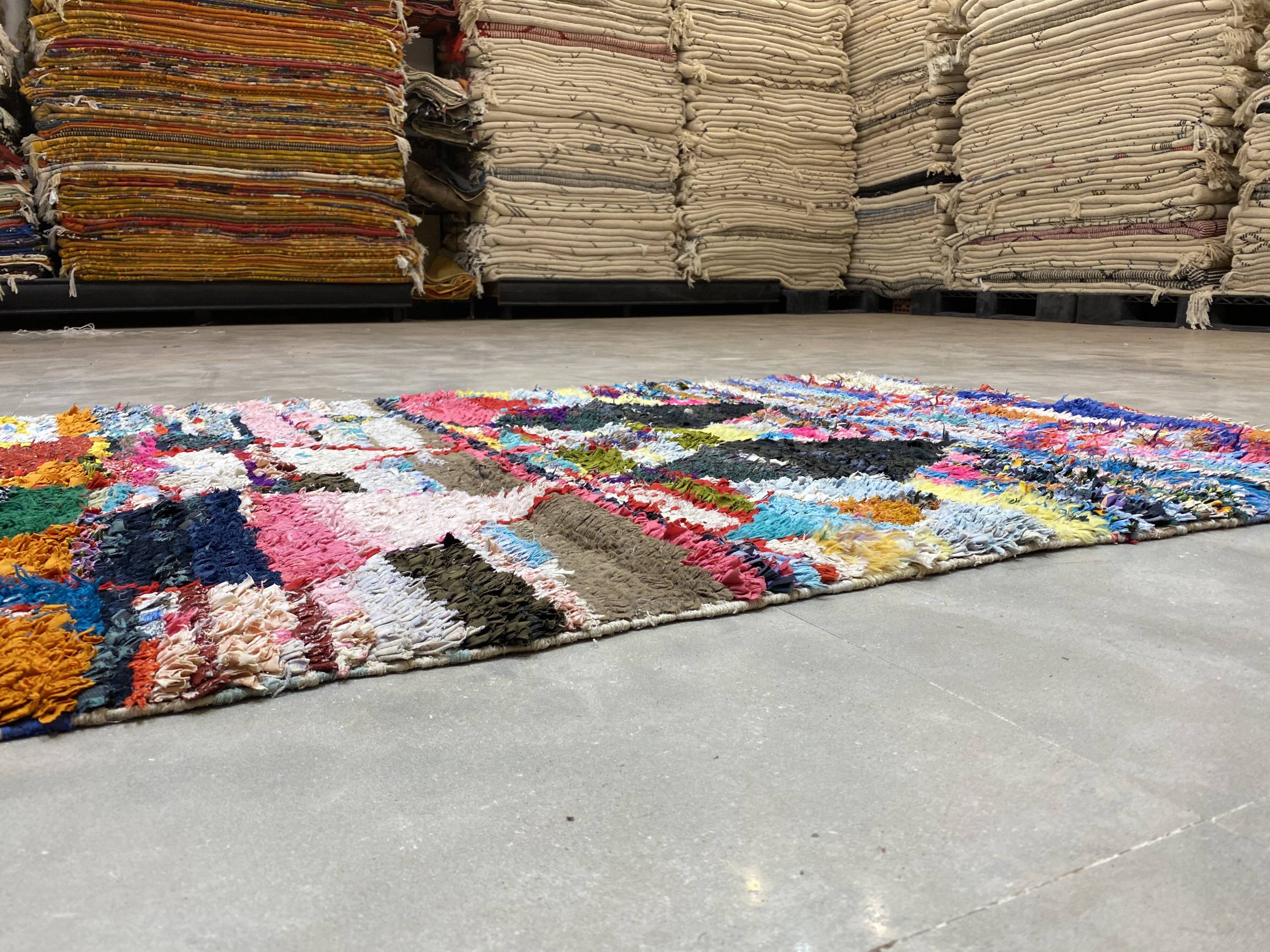 Multicolor carpet in boucherouite fabric 117x195cm