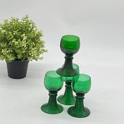 Set of 4 Roemer glasses / Rhine region, green, old, vintage