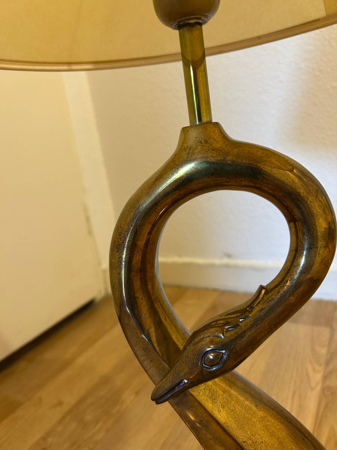 Lampe de table, sculpture cygne, par Regina, Italie 1970