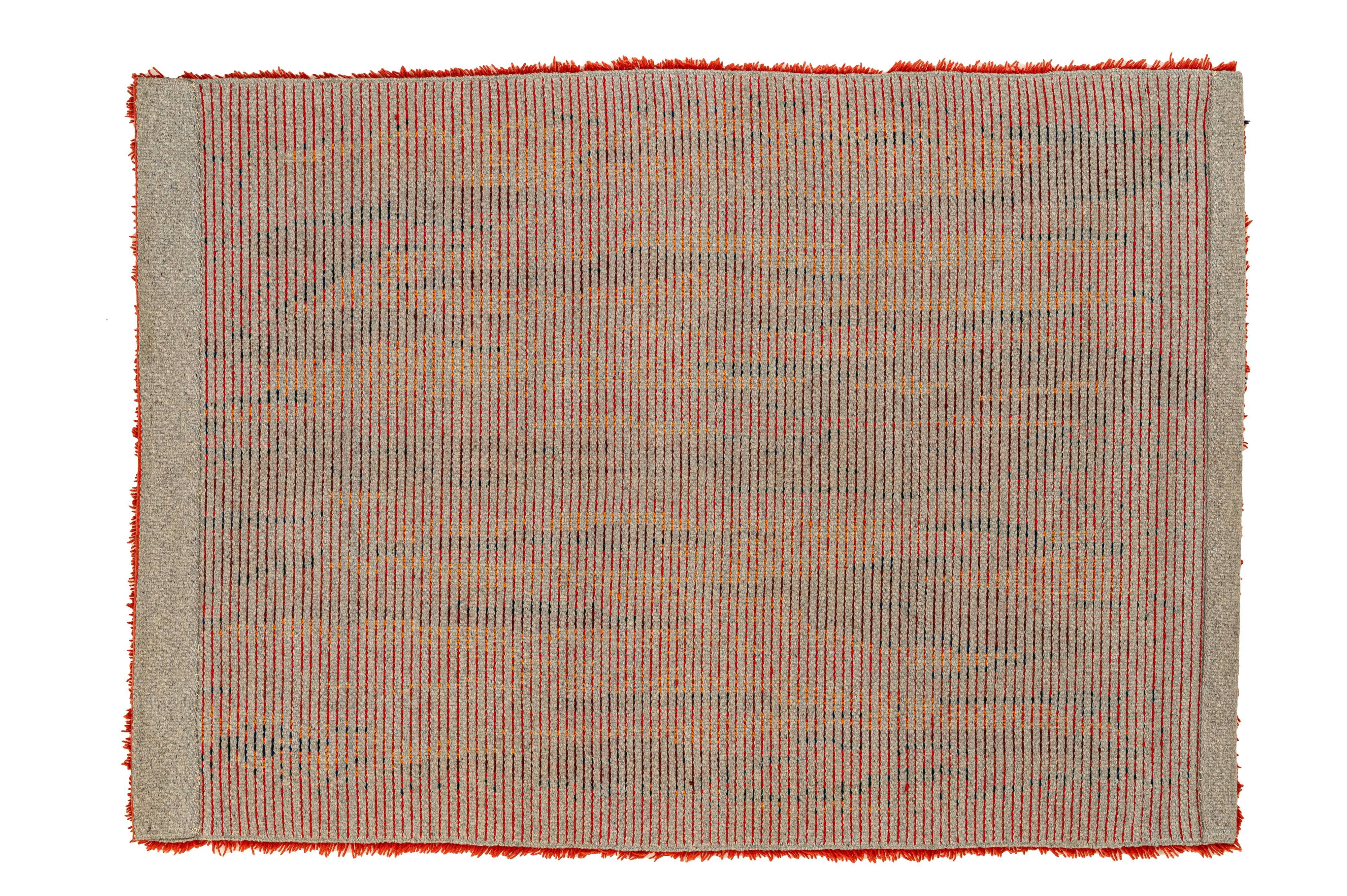 Scandinavian 20th century modern long pile rug 140 x 113 cm