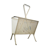 Magazine rack in lacquered white openwork iron