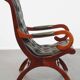 Green English-Style Cowhide Leather Chesterfield Armchair with Wood