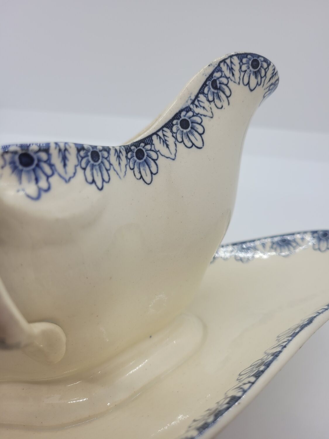 Saucière old earthenware décor Rouen Lunéville K&G