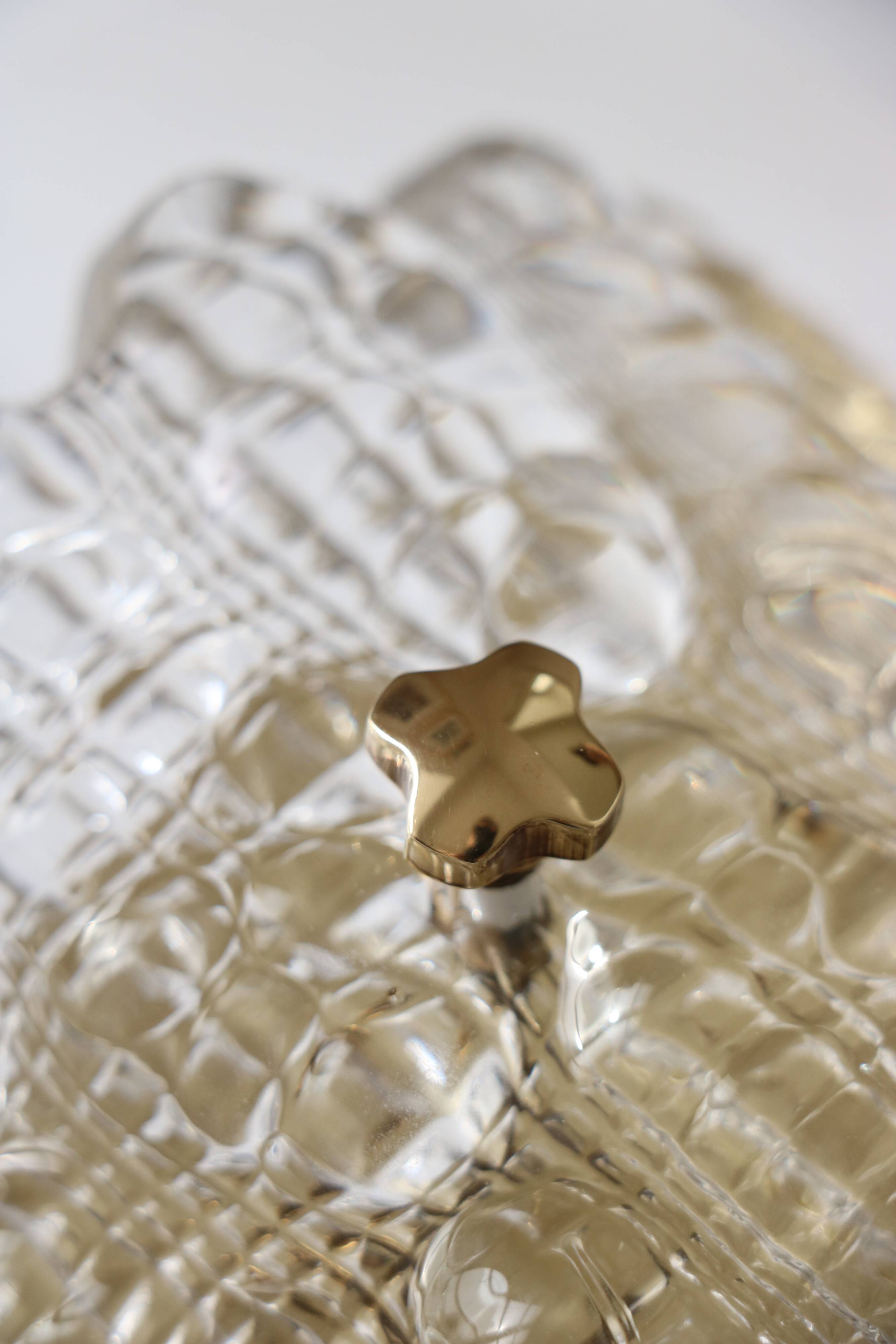 Pair of glass and brass wall lights by Carl Fagerlund for Orrefors, 1960.