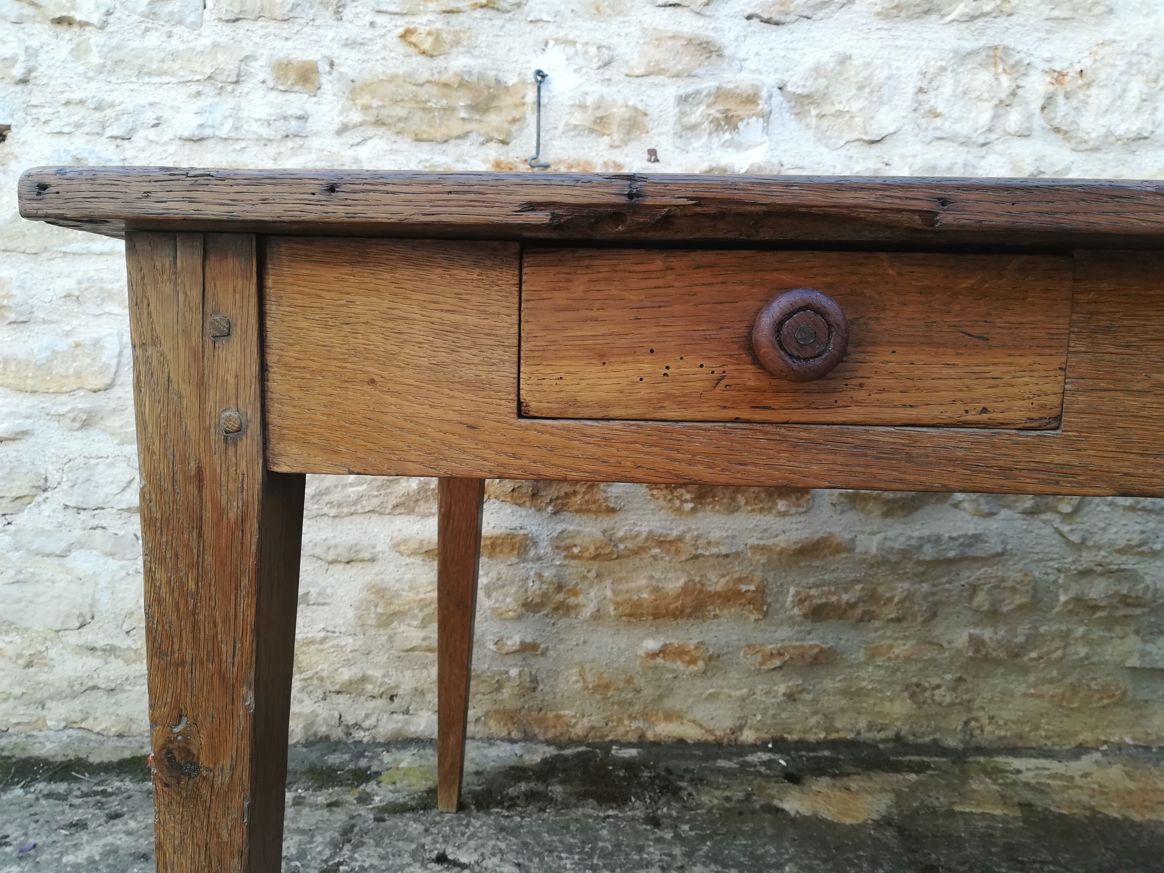 Oak farmhouse table two drawers