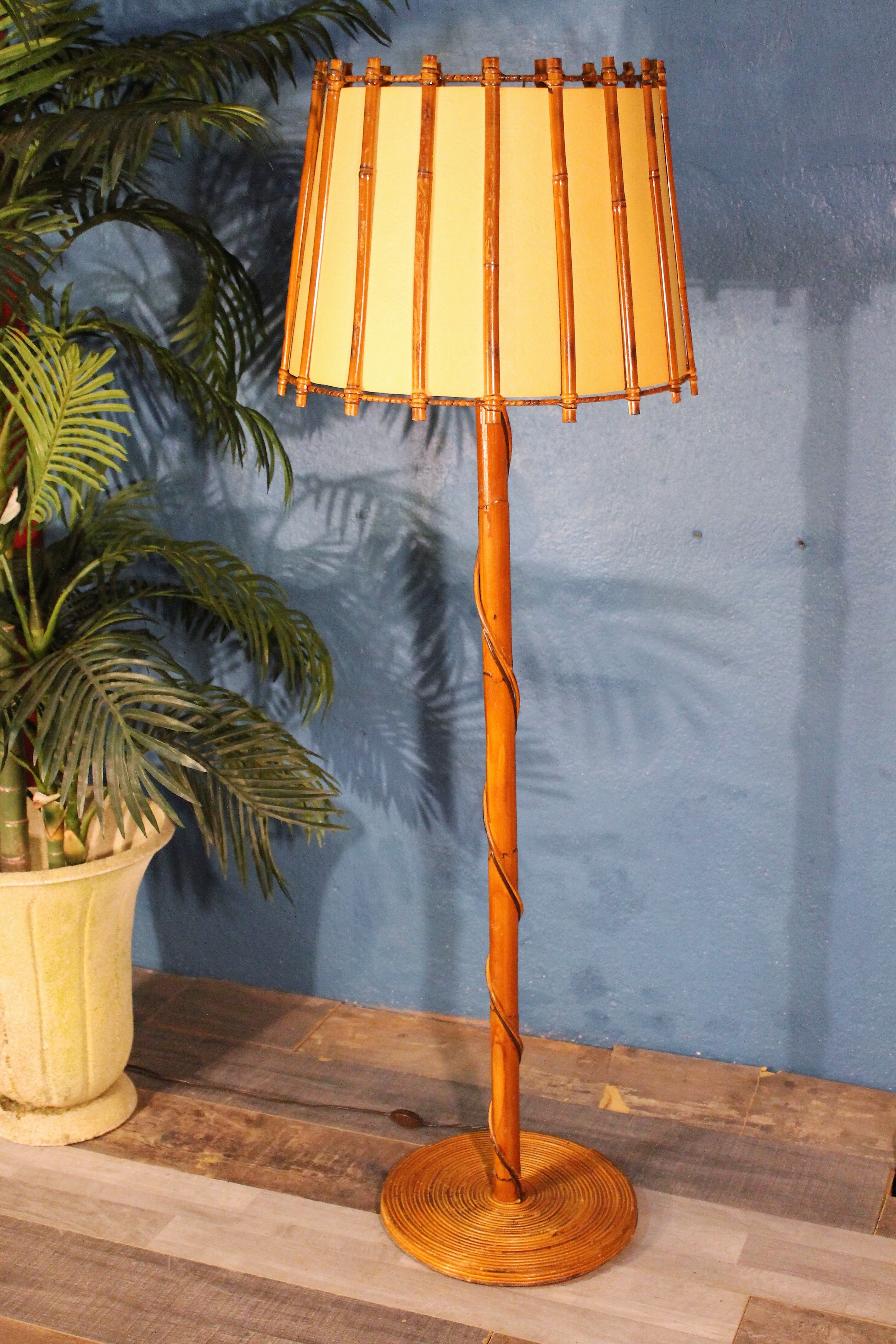 Rattan bamboo lamp 1960