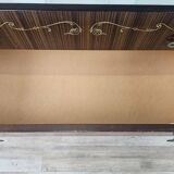 Mid Century Italian Dresser with Blue Glass Work and Four Drawers, 1960