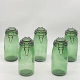 Ensemble de bocaux L’idéal, anciens, verre / vert