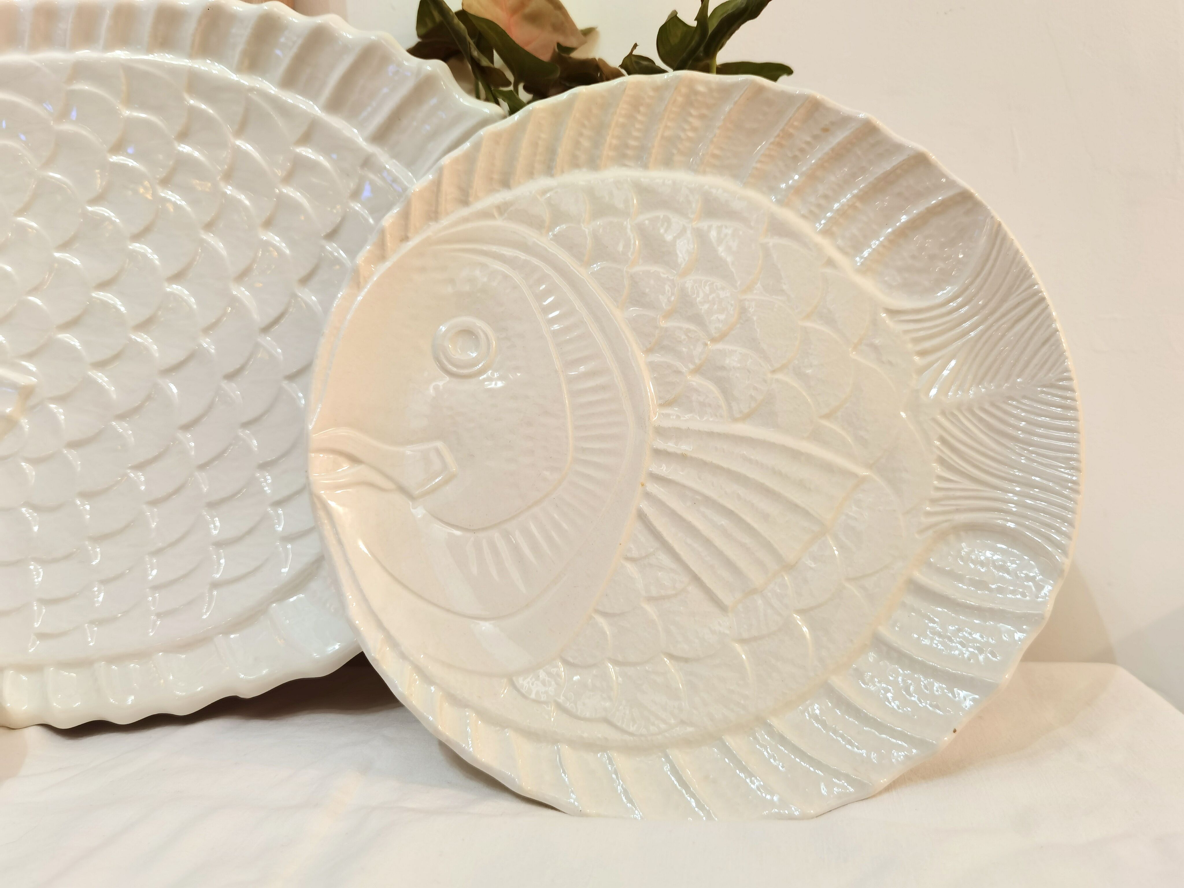 Sarreguemines Fish Service, lots of 23 pieces