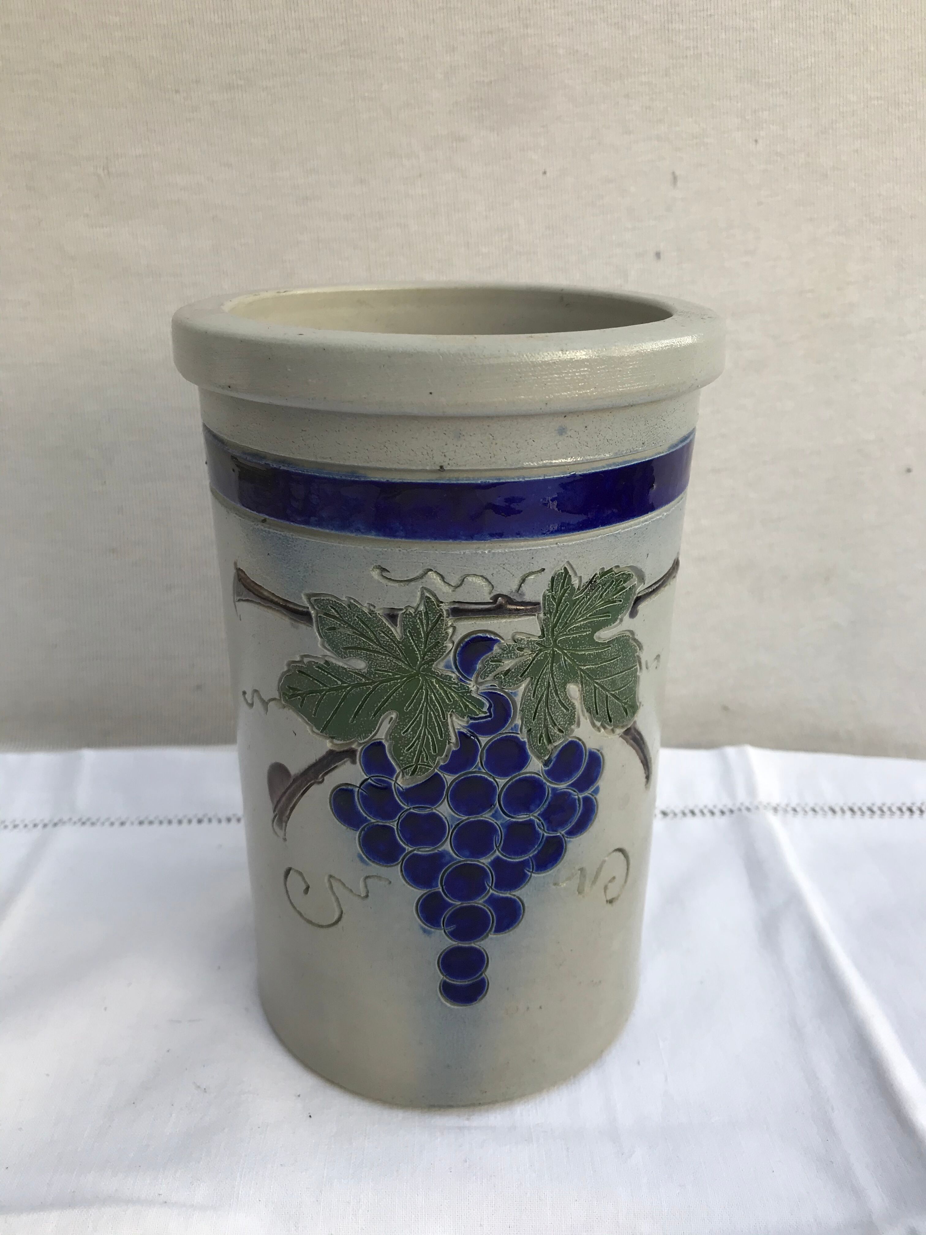 Rafraîchissoir Betschdorf Schmitter grès bleu dessin vignes vintage