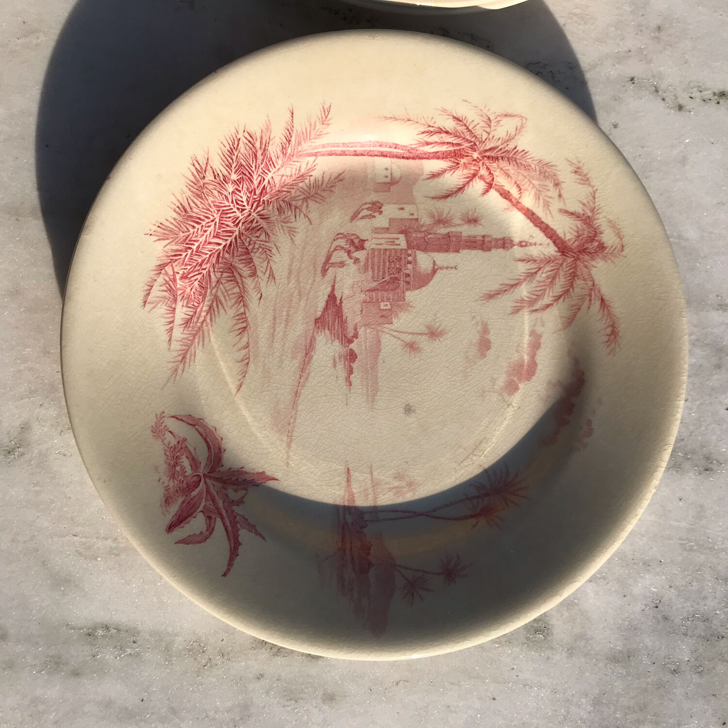 6 flat plates seen from oriental pink Shabby