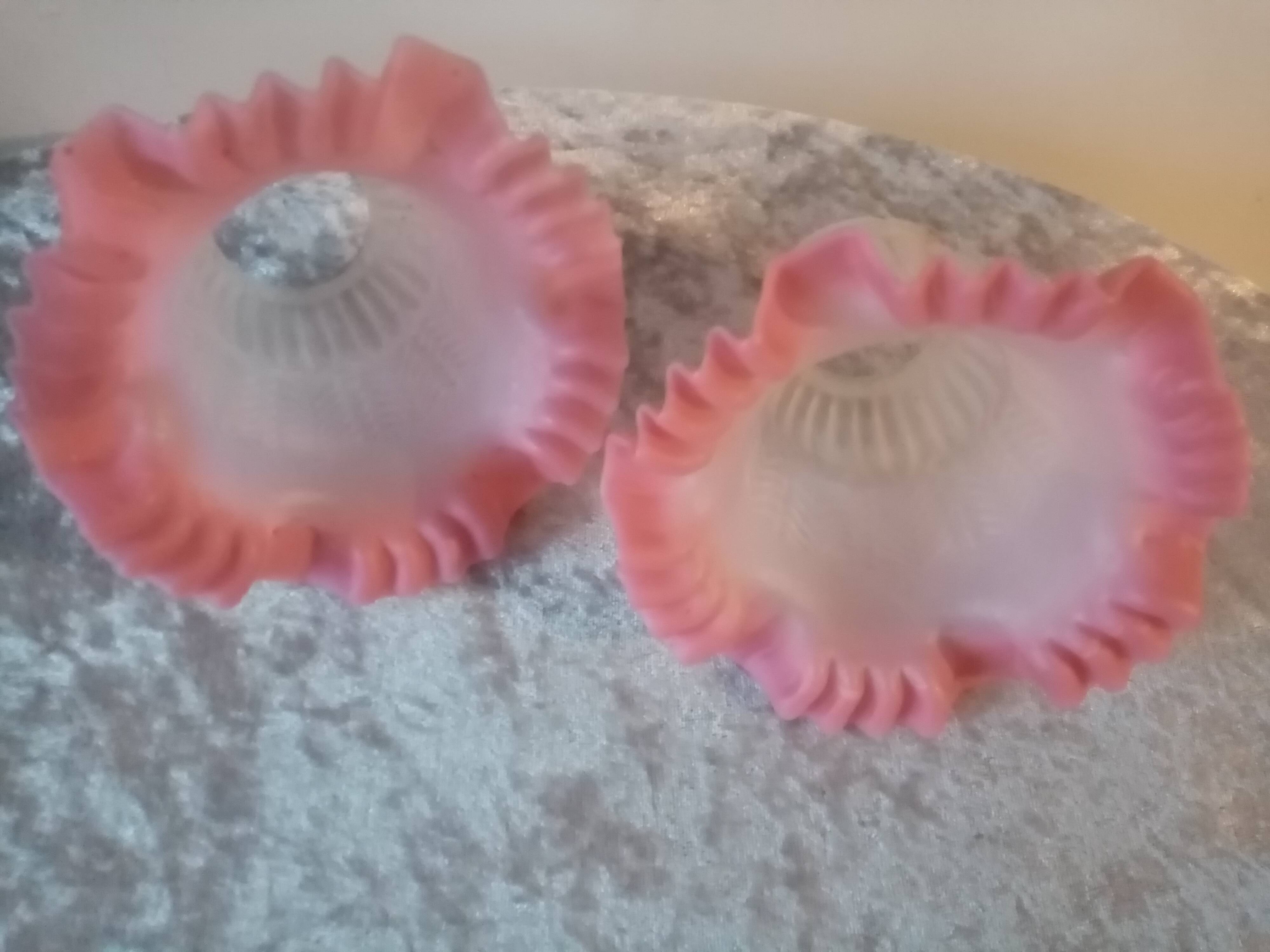 Duo of chandelier tulips or lamp in two-tone opaline