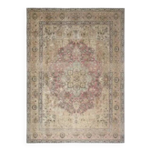 1970s Vintage Persian Handmade Wool Green Area Rug 285x390
