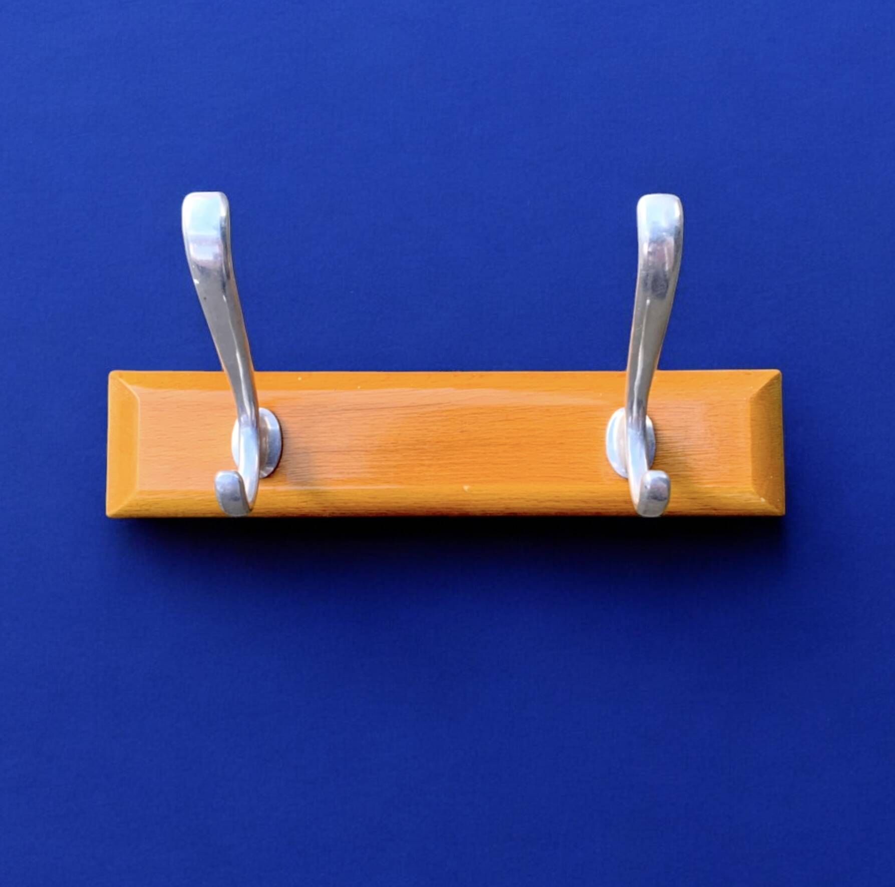 Vintage wooden wall coat rack - 2 hooks
