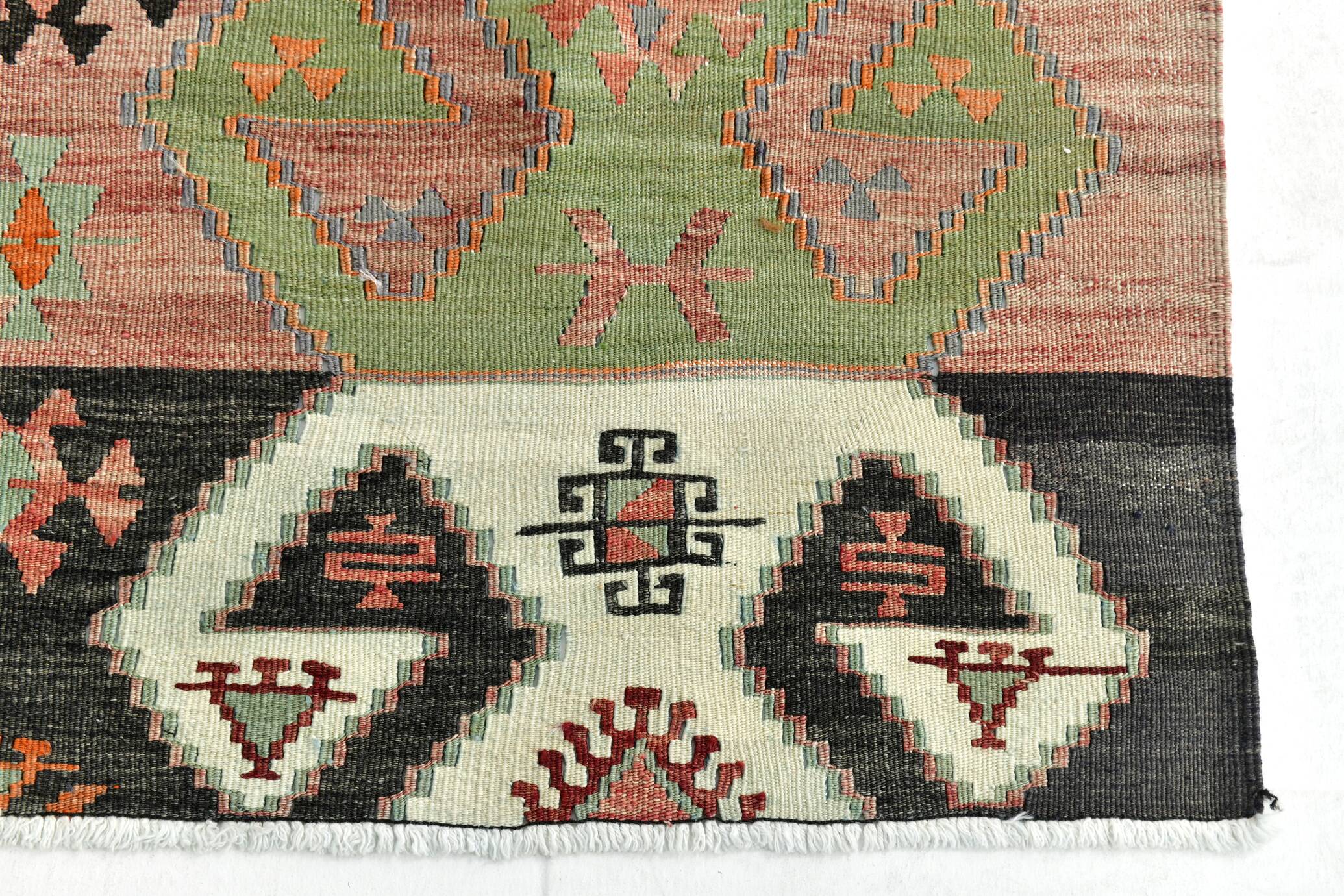 Red Blue Geometric Kilim Rug 112x207Cm SK 35319