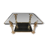 Neoclassical coffee table glass and eagles golden bronze