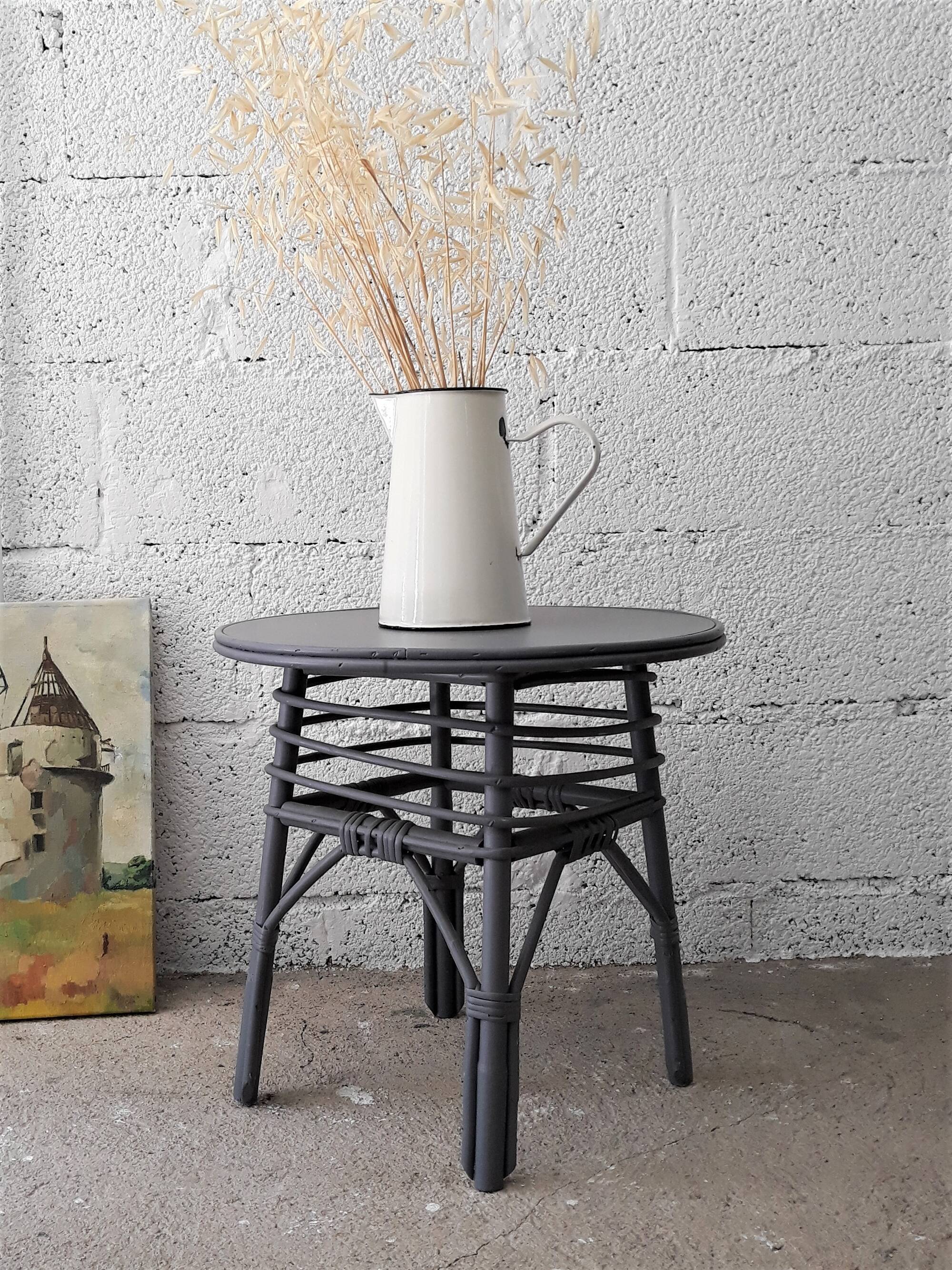 Rotin side table vintage 1960