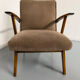 Set of 2 vintage wooden and fabric armchairs designed in the 1960s.