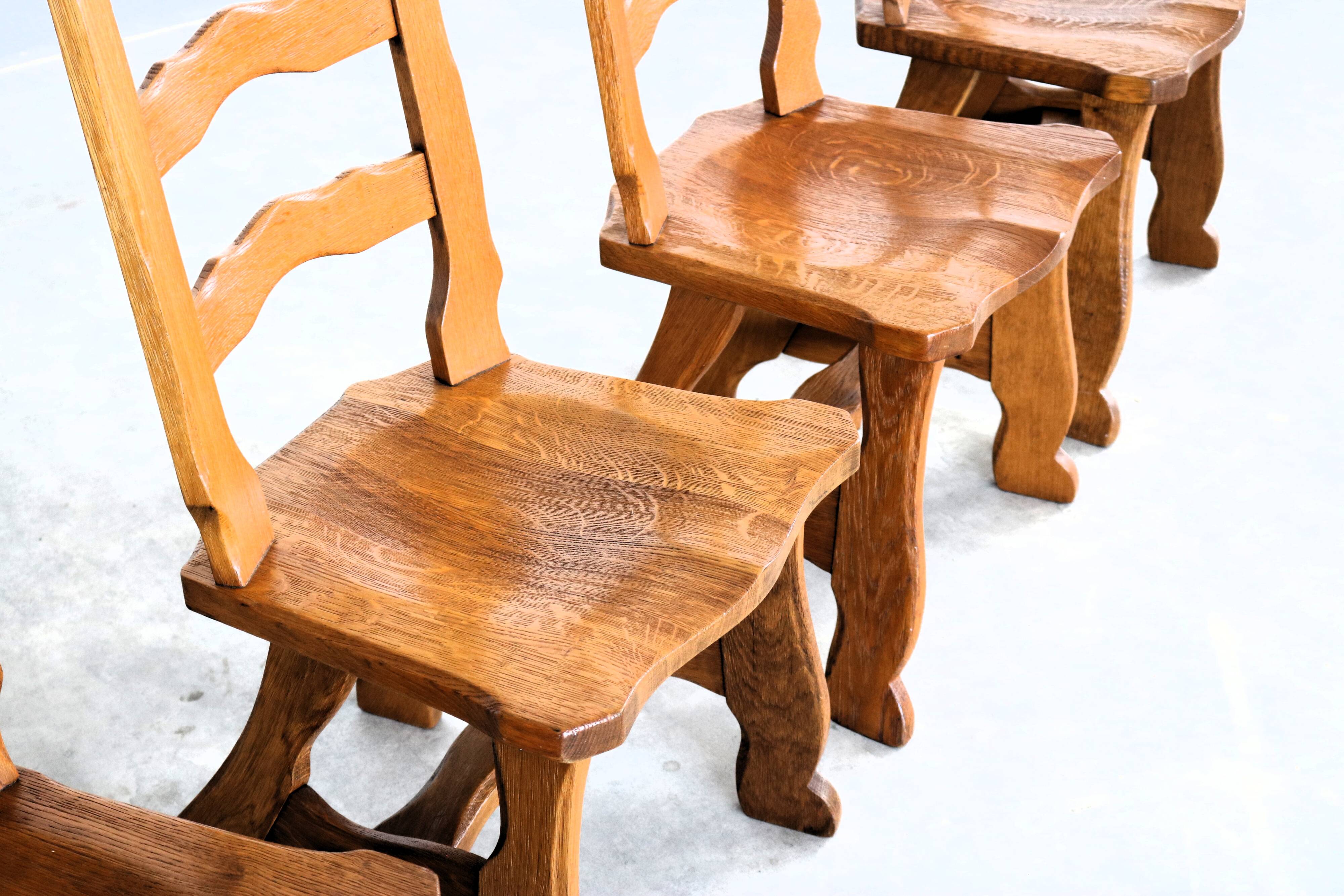 Brutalist dining chairs | vintage chairs | 1950s | oak
