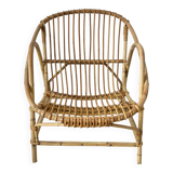 Vintage rattan shell armchair