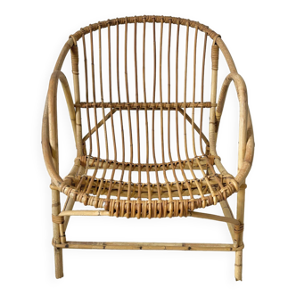 Vintage rattan shell armchair