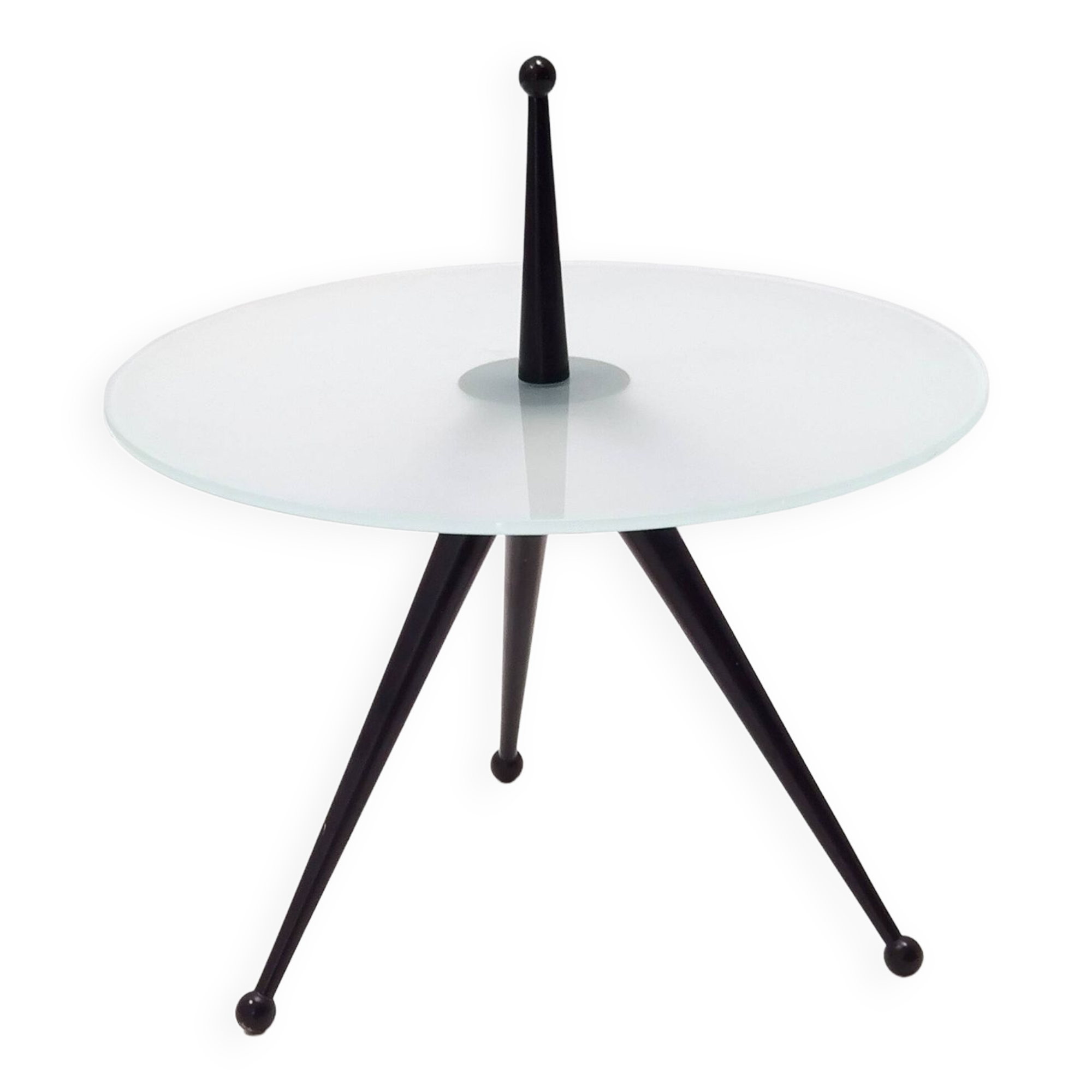 Tripod Beech and Glass Side Table in the Style of Cesare Lacca, Italy, 1980s