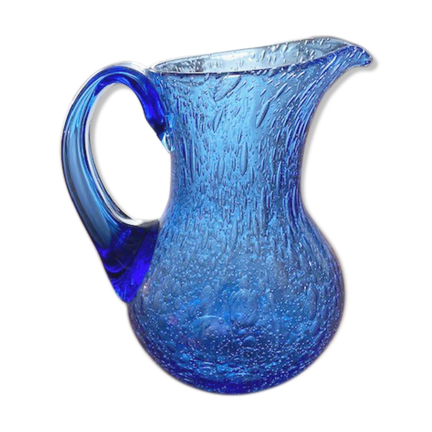 Carafe Biot blue color glass