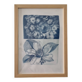 Framed botanical cyanotype wall decor