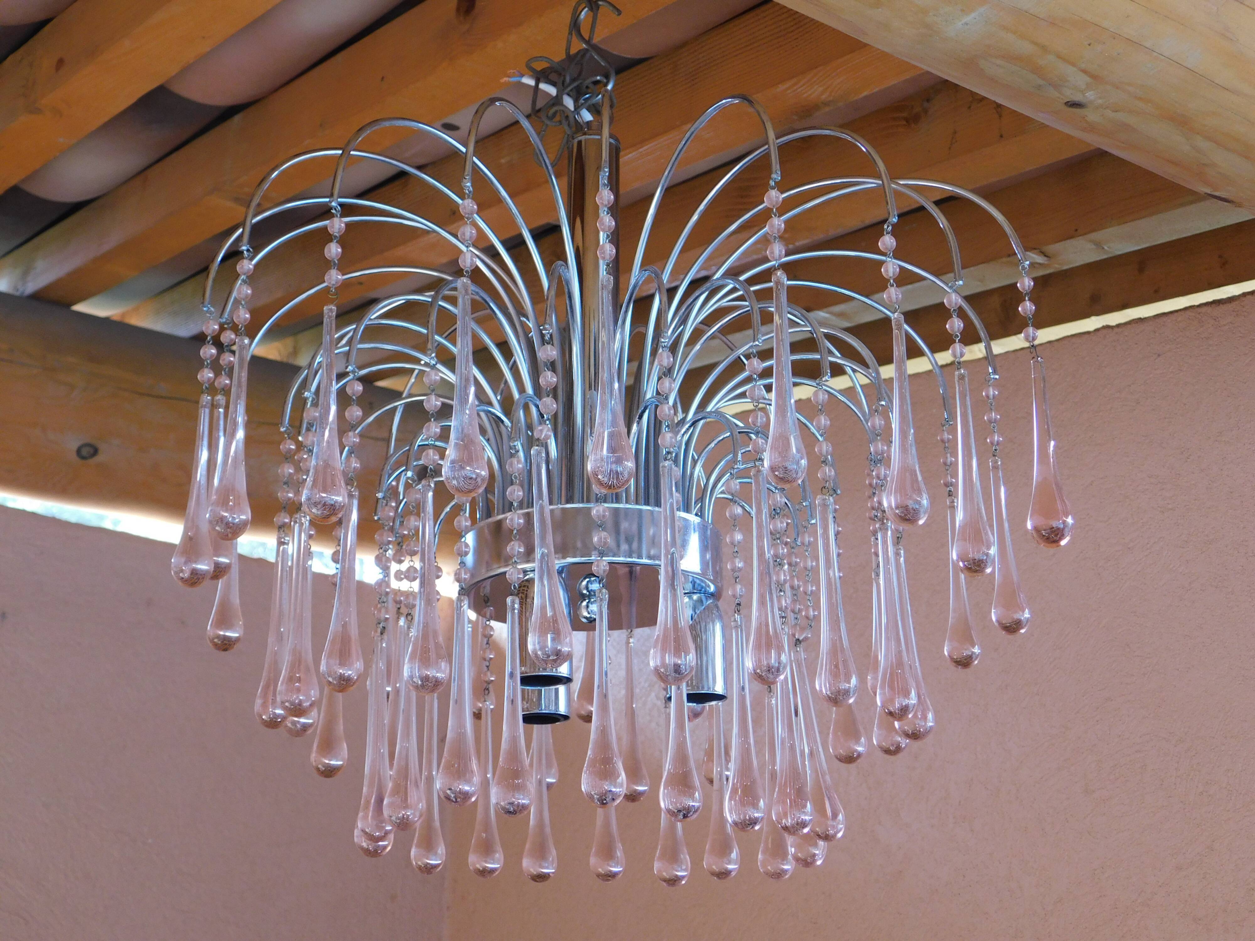 Chandelier Murano Venini tassels drops