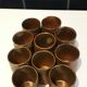 Ensemble de 10 verres à thé japonais en grès partiellement émaillé