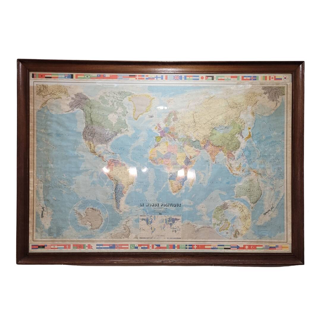 Mapa globo terráqueo / Planisferio “Le Monde Politique”, Instituto Geográfico Nacional, s. XX – Fran