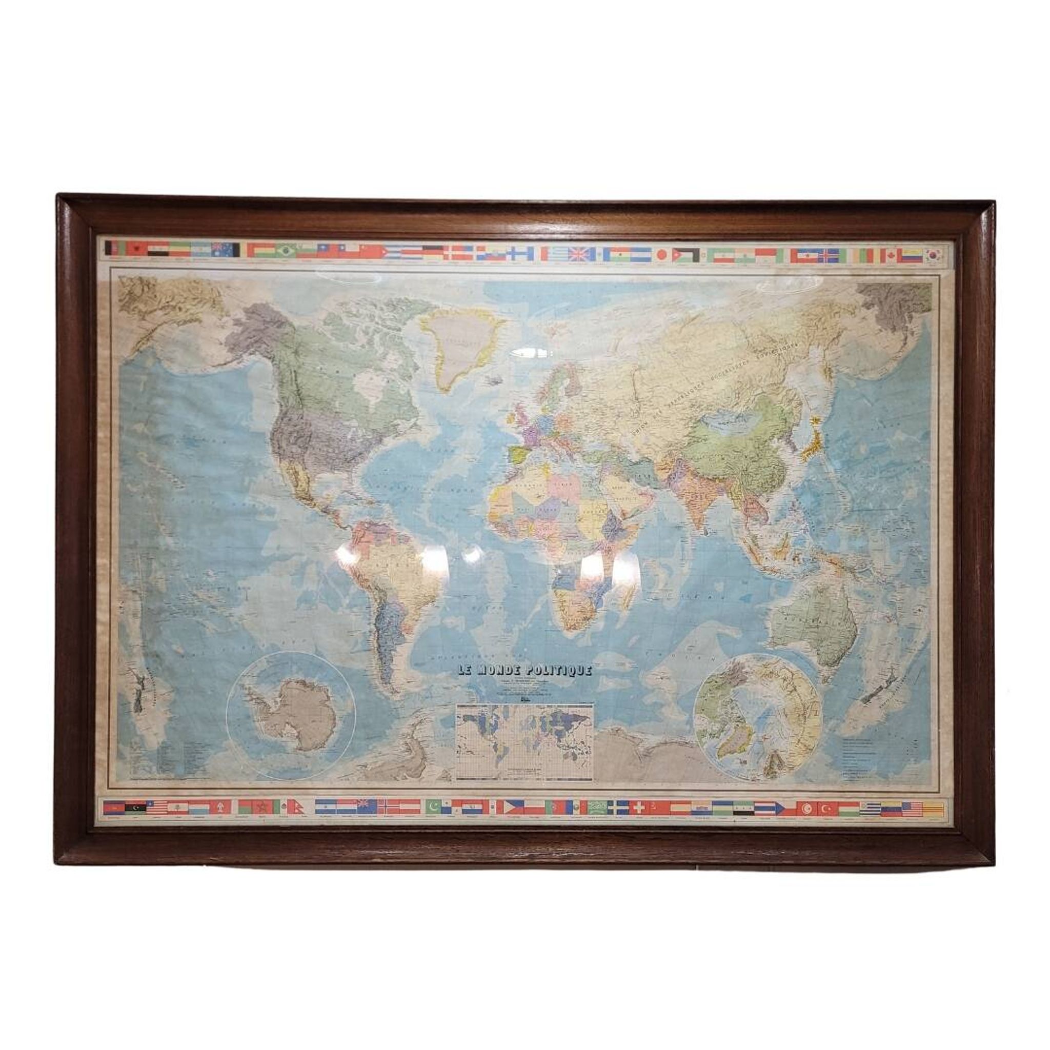 Globe map / Planisphere "Le Monde Politique", National Geographic Institute, 20th century – Fran