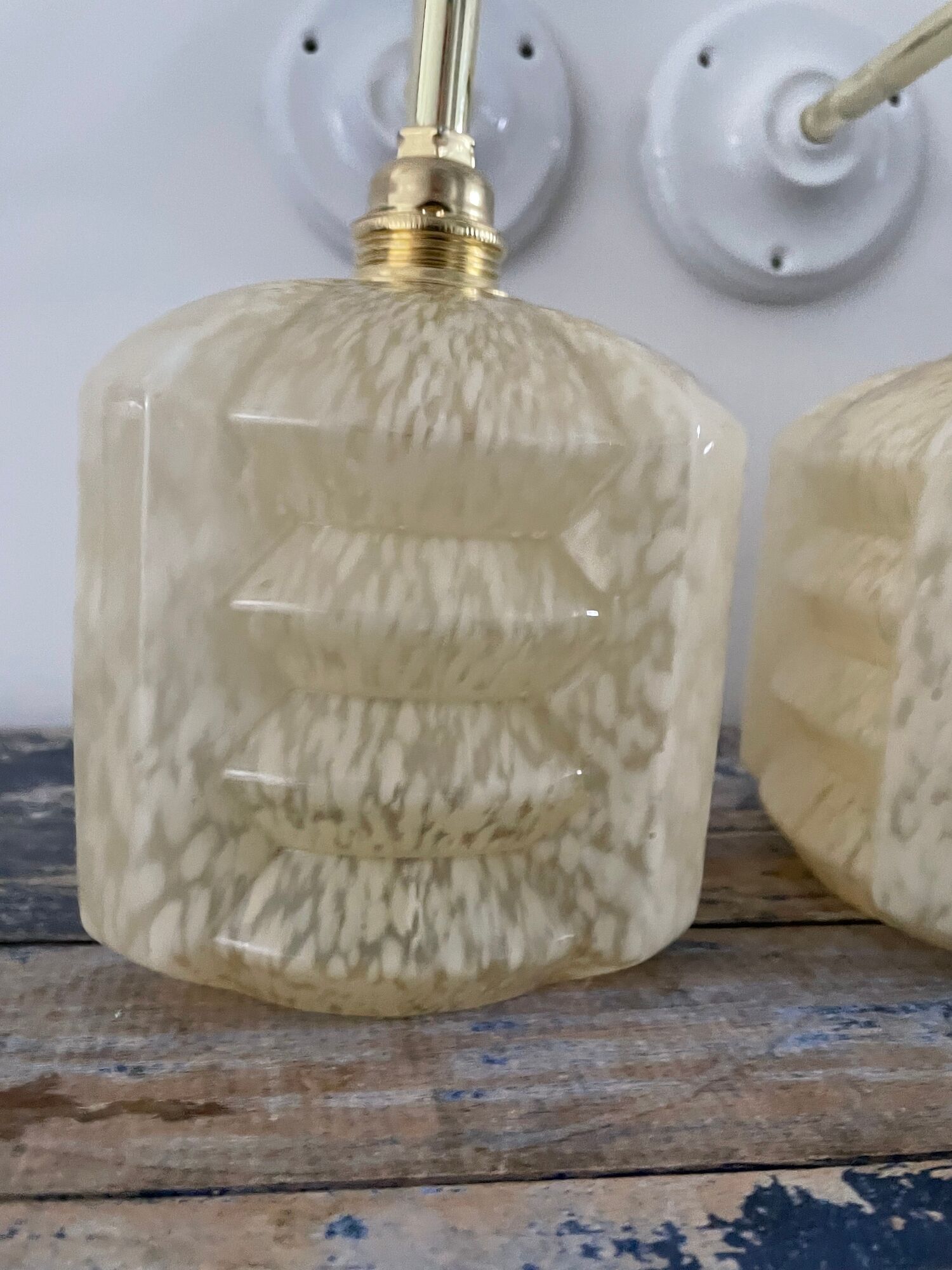 Pair of glass wall sconces by Clichy tulips Art Deco