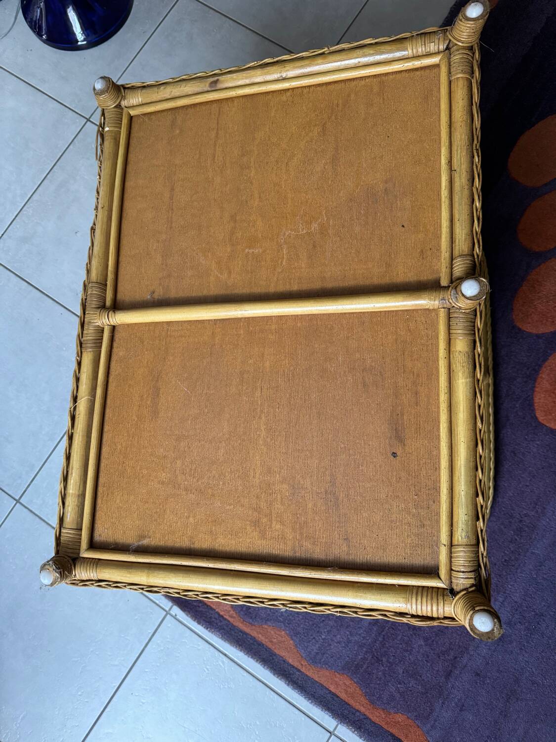 Rattan storage bench