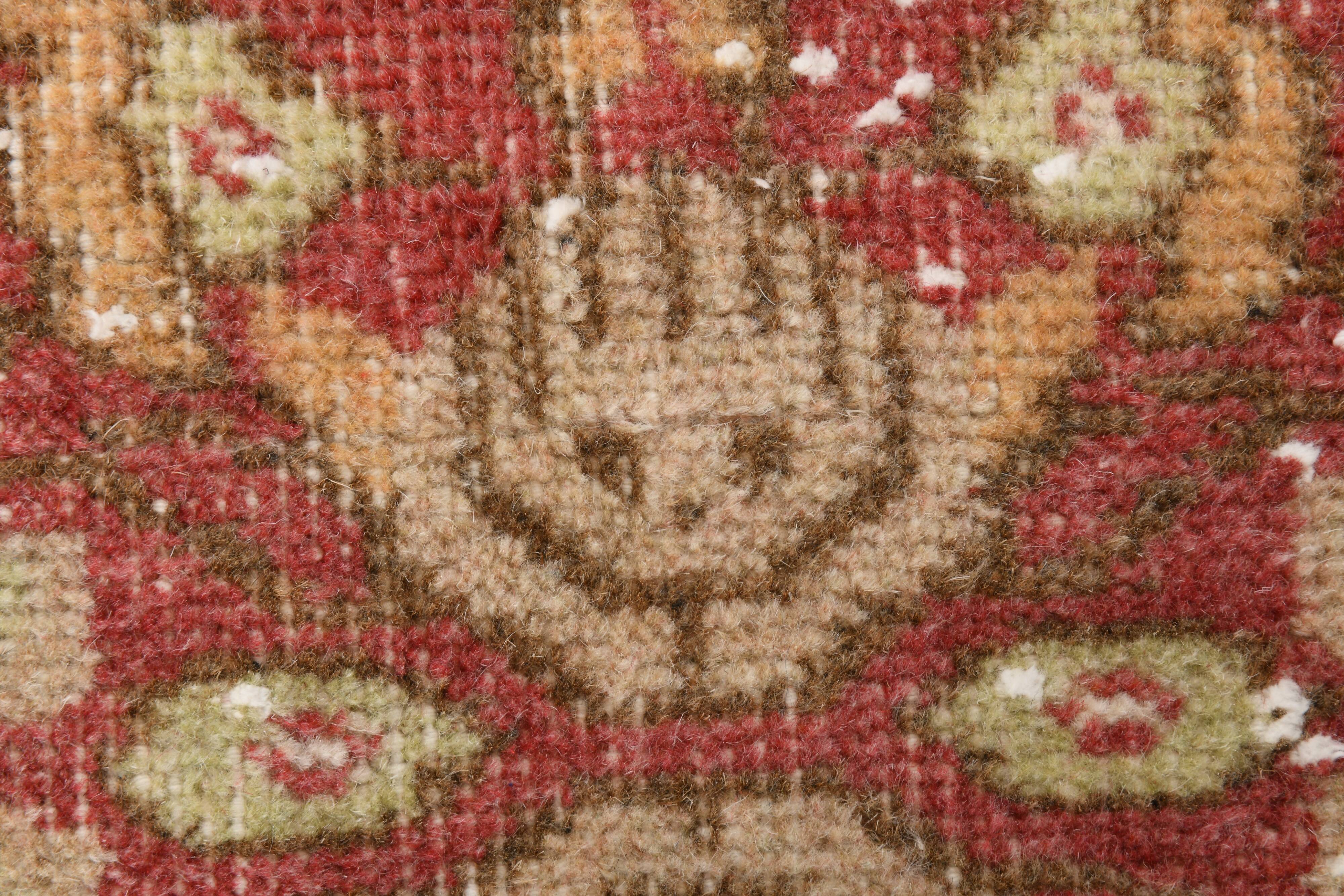 2x7 Vintage Burgundy Cream Turkish Runner Rug, 80x214Cm