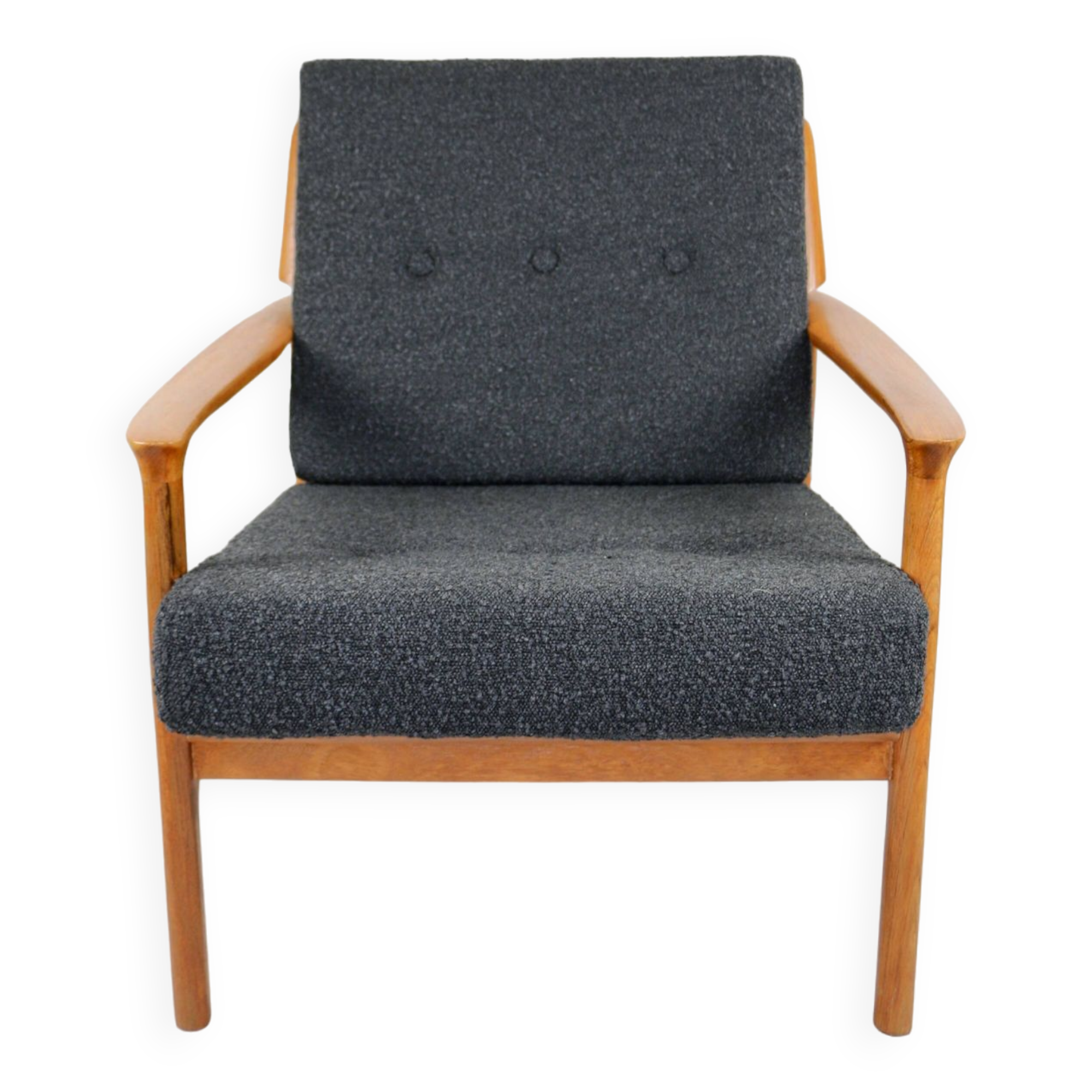 Danish Black Boucle Lounge Chair, 1970s