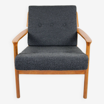 Danish Black Boucle Lounge Chair, 1970s