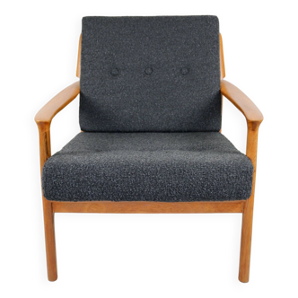Danish Black Boucle Lounge Chair, 1970s