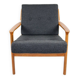 Fauteuil lounge boucle noir, danemark, 1970s