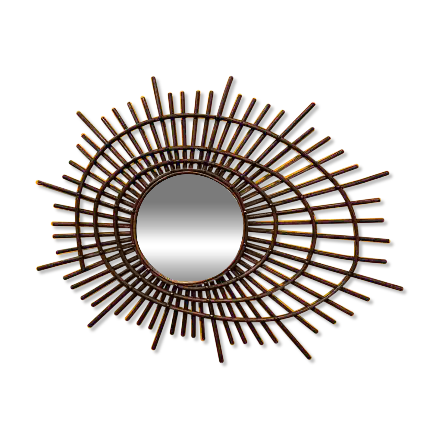 Miroir vintage en rotin ortf