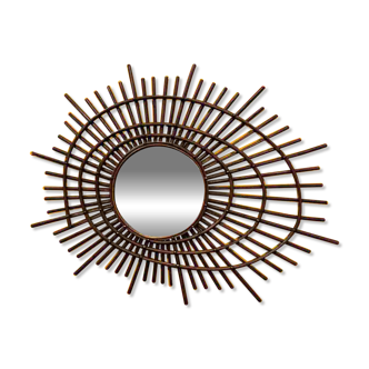 Miroir vintage en rotin ortf
