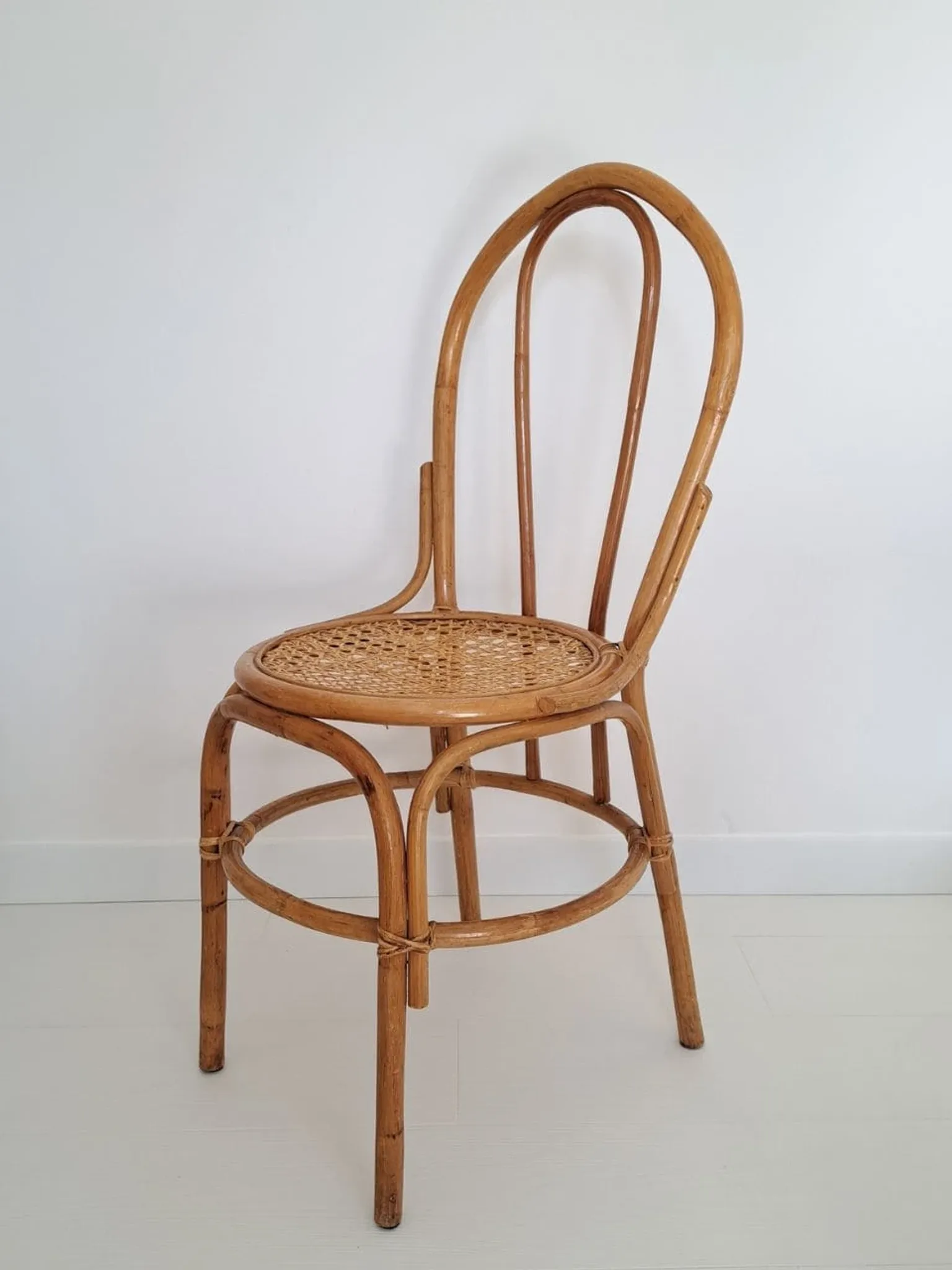 Vintage bamboo and cane chair, Thonet bistro style.