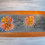 Ceramic and teak coffee table, Scandinavian design from the 60s