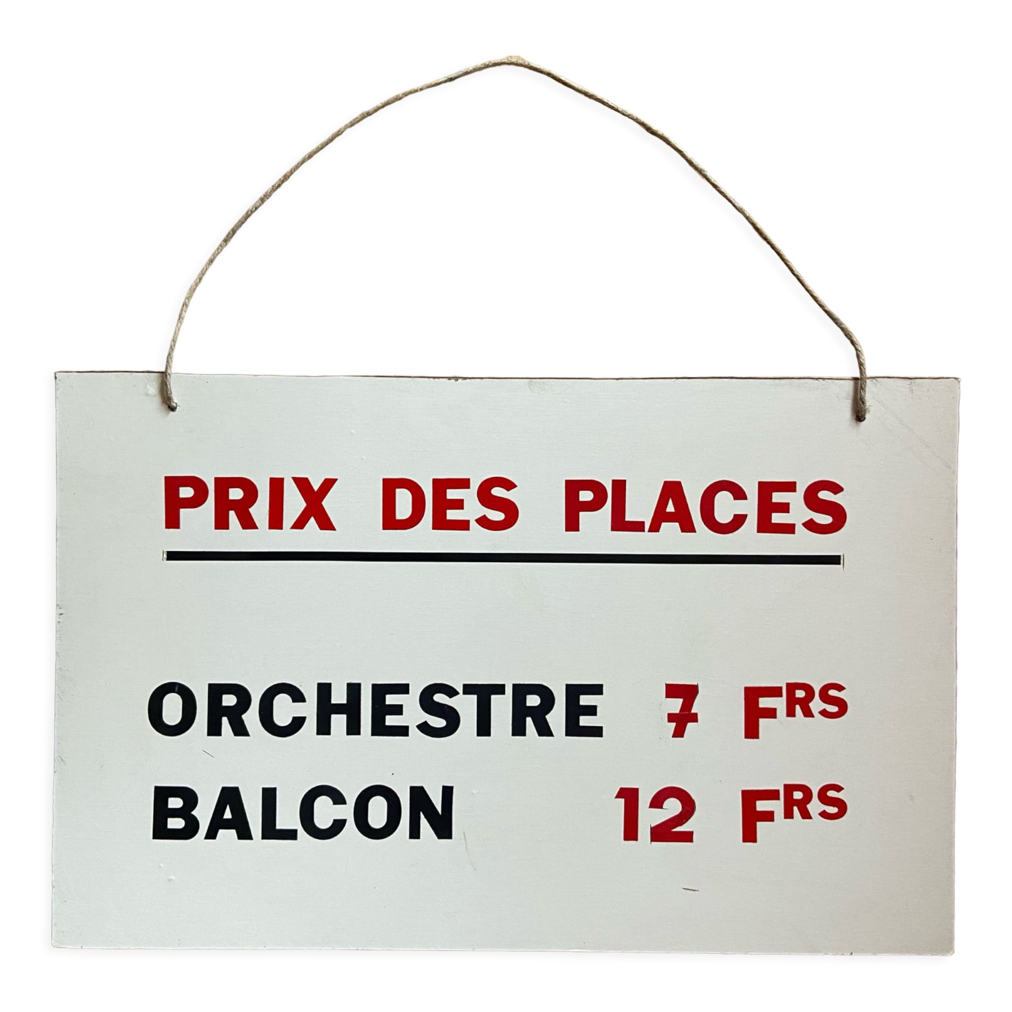 Placard of the price of the tickets of a circus. 1970s