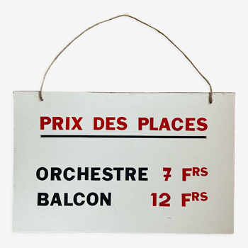 Pancarte du prix des places d’un cirques. 1970s