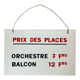 Placard of the price of the tickets of a circus. 1970s