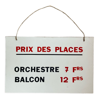 Placard of the price of the tickets of a circus. 1970s